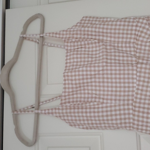 Abercrombie & Fitch mini dress. Beige and white checkered pattern, size medium - Picture 3 of 4